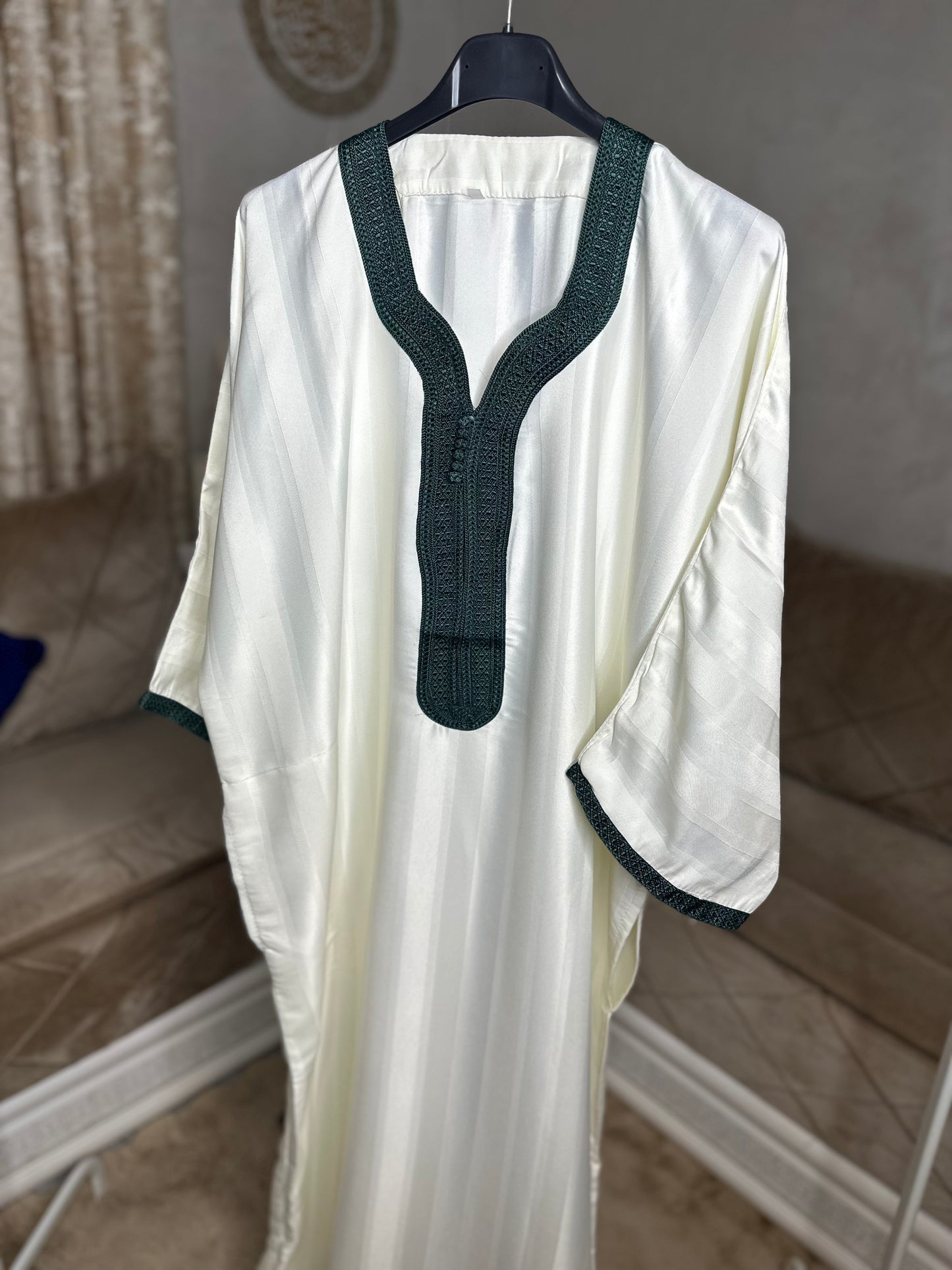 Abaya homme blanche et verte