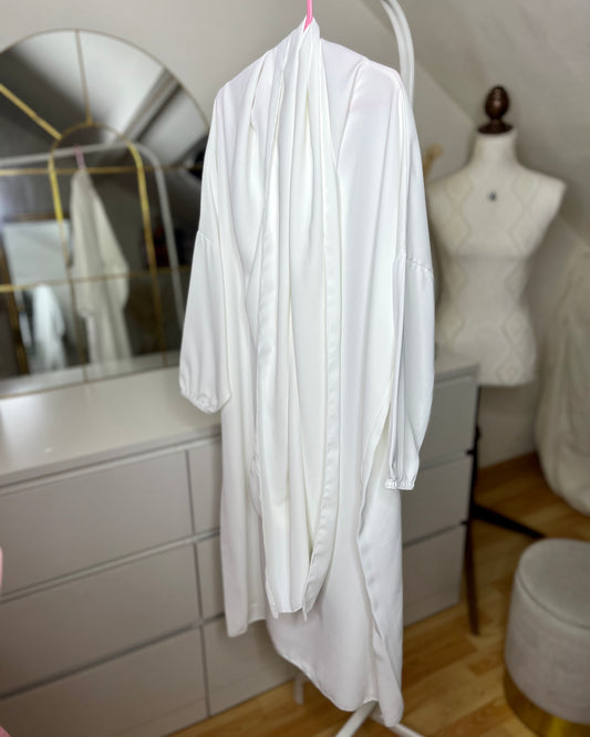Abaya voile intégré enfant blanche