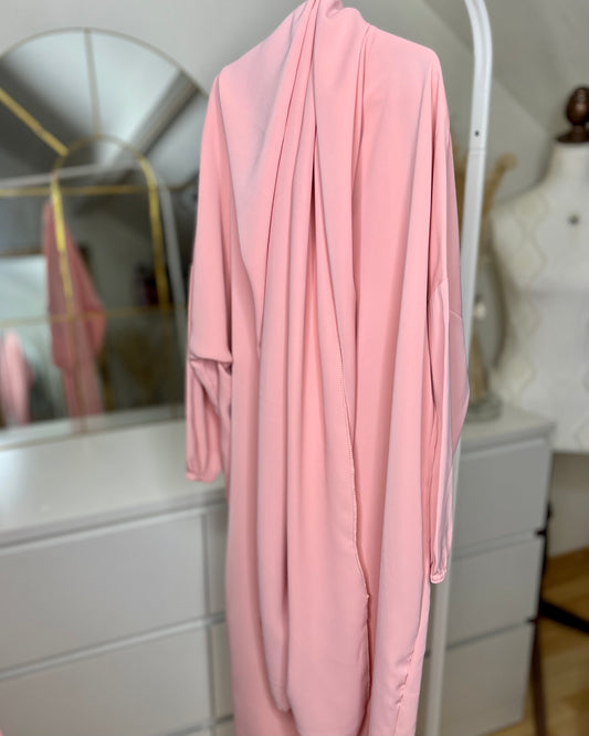 Abaya voile intégré enfant rose